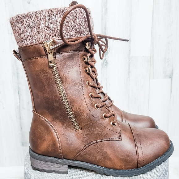 sweater cuff combat boots